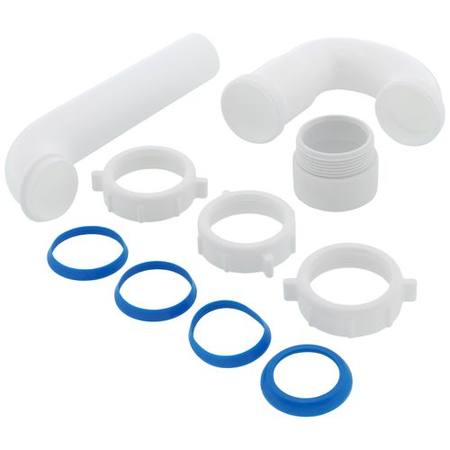 Main product image of 1-1/2" x 1-1/2" Tubular Threaded Adapter, Reversible J-Bend w/ ABS Adapter (White)