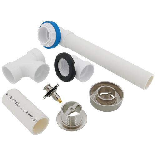 Main product image of True Blue PVC Full Kit w/ Push n' Pull Stopper, Test Kit & Finished Drain Spud (Brushed Nickel)