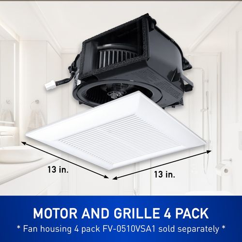 Main product image of WhisperValue DC Fan Contractor Pack, Motor/Grille Assembly Only with Condensation Sensor, 4-Pack, 50/80/100 CFM, FV-0510VSCB1