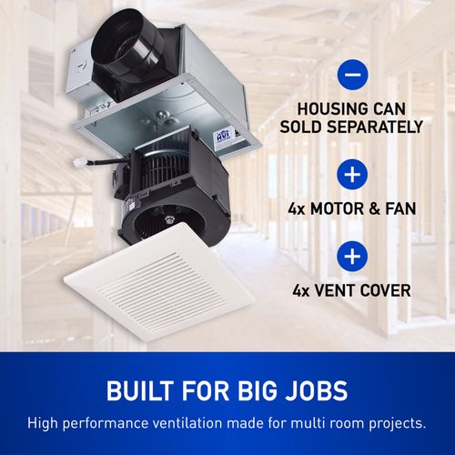 Main product image of Panasonic EcoVent Fan Contractor Pack Bathroom Exhaust Fan Motor/Grille Assembly Only, 70-90 CFM, FV-07VBB1, Pack of 4