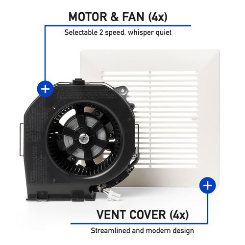 Main product image of Panasonic EcoVent Fan Contractor Pack Bathroom Exhaust Fan Motor/Grille Assembly Only, 70-90 CFM, FV-07VBB1, Pack of 4