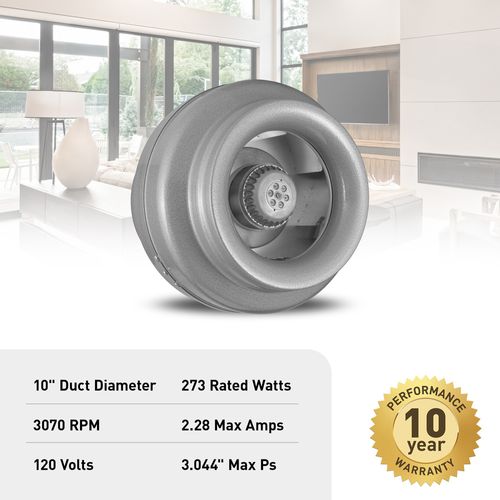 Main product image of Vortex Powerfan 10" Inline Duct Fan (280 to 791 CFM)
