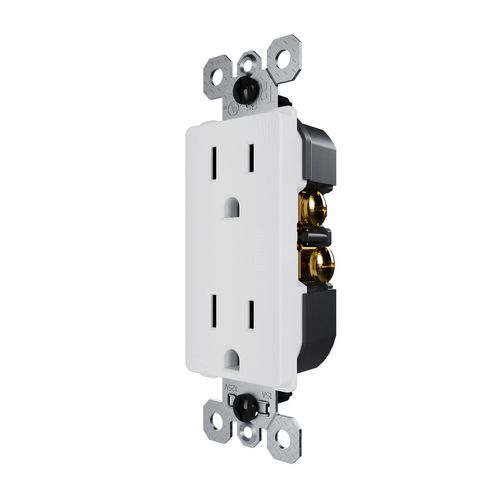 Main product image of Radiant Outdoor Weather-Resistant, Tamper-Resistant External Pressure Plated Outlet Duplex Receptacle, NEMA 5-15R - White (15A, 125V), 885TREXWRW