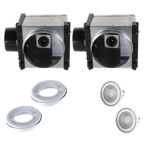 Main product image of 4" & 6" Dual-Grille Premium Bath Fan with Dimmable 10W LED Light, 67 W, 270 CFM (120V)