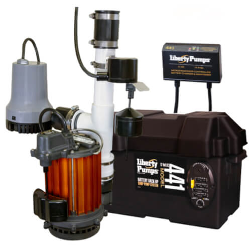 1/3 HP Sump Pump Combo 115v & 12v Battery Sump Pump Back-Up System - Pre-Assembled