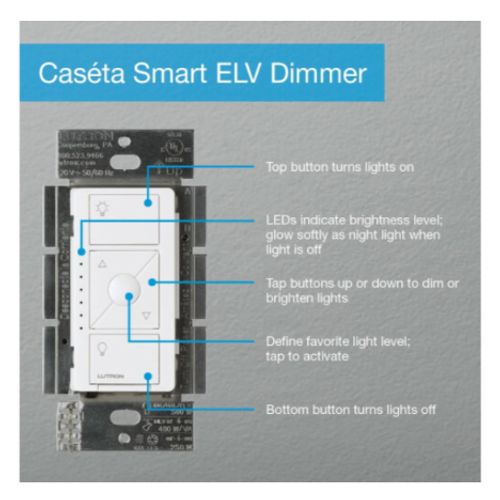 PD5NEWH Lutron PD5NEWH Caseta Original Smart Dimmer Switch for