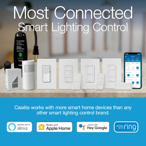 Main product image of Caseta Original Smart Switch, 6A Light or 3.6A Fan, Neutral Required, 120V PD-5ANS-WH-R