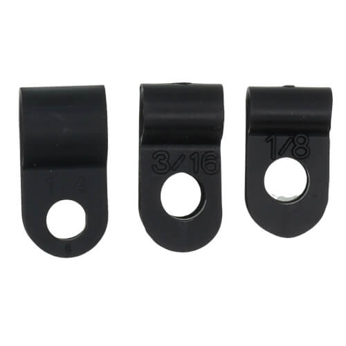Main product image of Assorted Black Nylon Cable Clamps - 1/8" (7), 3/16" (6), 1/4" (5), PD455614