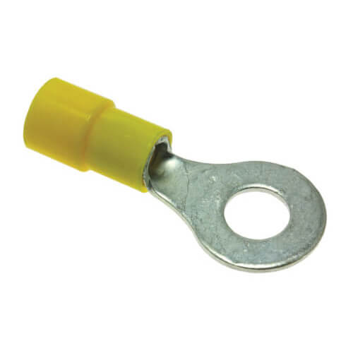 Main product image of 1/4" Stud Yellow Vinyl Insulated Ring Terminal - 12-10 AWG (Blister Pack of 12), PD455619