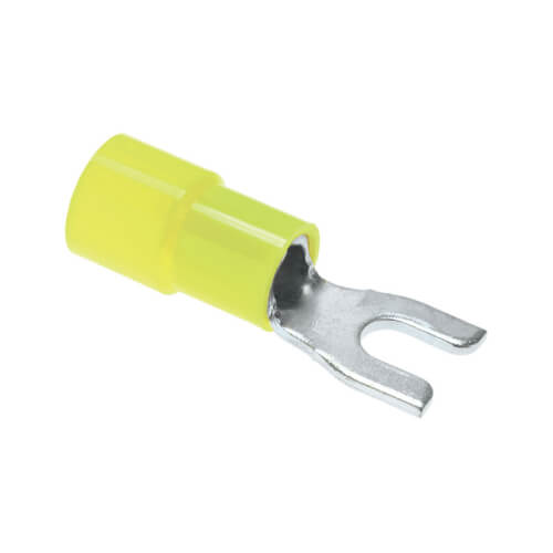 Main product image of #6 Stud Yellow Vinyl Insulated Spade Terminal - 12-10 AWG (Blister Pack of 14), PD455621