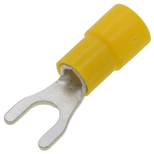 Main product image of #10 Stud Yellow Vinyl Insulated Spade Terminal - 12-10 AWG (Blister Pack of 100), PD455624