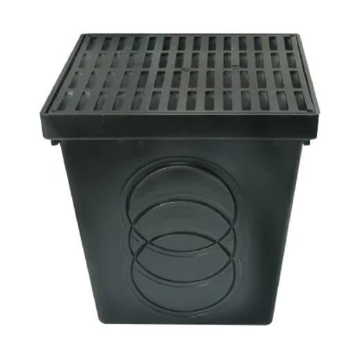 Main product image of 12" x 12" Catch Basin w/ Grate & 2 Seals (Black)