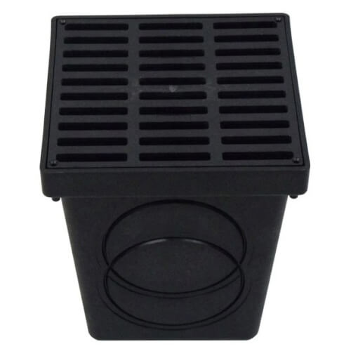 Main product image of 9" x 9" Catch Basin w/ Grate & 2 Seals (Black)