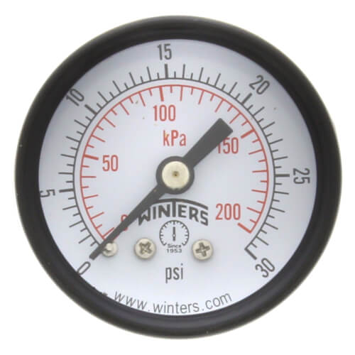 Industrial Pressure Meter Winters PEM Series Pressure Gauge 0-60 Psi/kpa - Dual Scale Economy Gauge With 1/4 NPT Back Mount Winters PEM Gauge