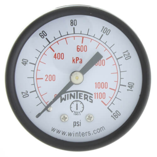 Main product image of 2" PEM Dual Scale Economy Pressure Gauge (0-160 PSI)