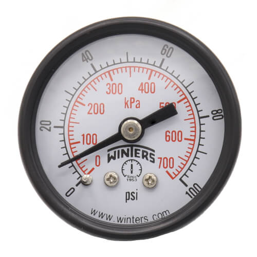 Main product image of 1-1/2" PEM Dual Scale Economy Pressure Gauge (0-100 PSI)
