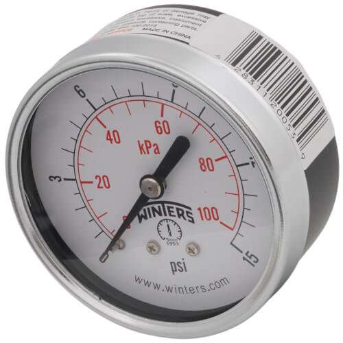 Main product image of 2-1/2" PEM Dual Scale Economy Pressure Gauge (0-15 PSI)
