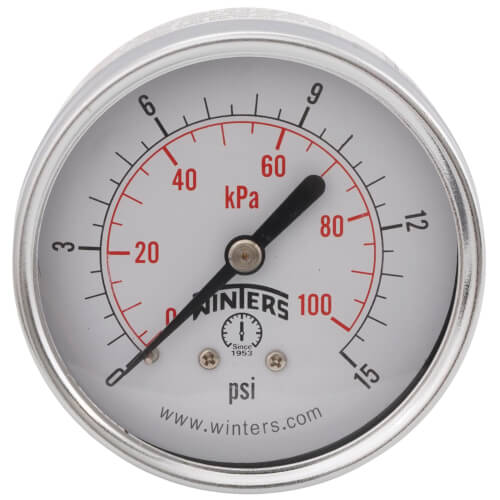 Main product image of 2-1/2" PEM Dual Scale Economy Pressure Gauge (0-15 PSI)