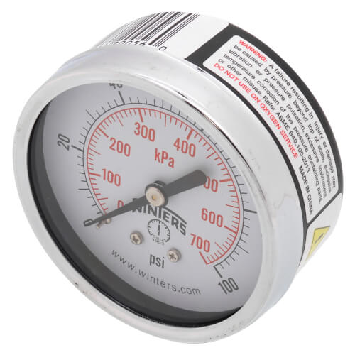 Main product image of 2-1/2" PEM Dual Scale Economy Pressure Gauge (0-100 PSI)