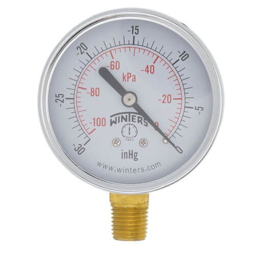 Main product image of 2-1/2" PEM Dual Scale Economy Pressure Gauge (0-30"Hg Vacuum/kpa)
