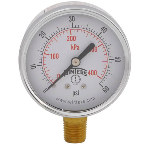 Main product image of 2-1/2" PEM Dual Scale Economy Pressure Gauge (0-60 PSI)