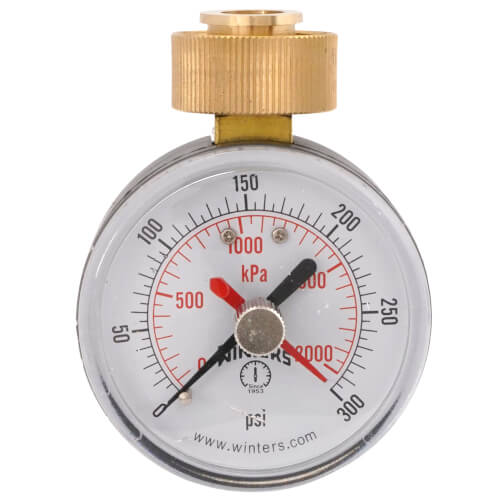 Main product image of 2-1/2" PET Economy Maximum Pointer Water Test Pressure Gauge (0-300 PSI)