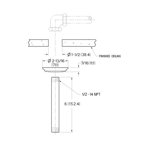 Main product image of 6" Ceiling Mount Shower Arm & Flange , 015-06CK (Brushed Nickel)