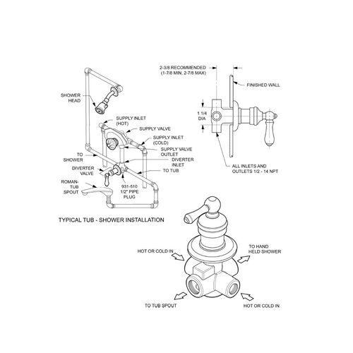 Main product image of 4 Port Diverter Valve Trim , 015-38BC (Polished Chrome)