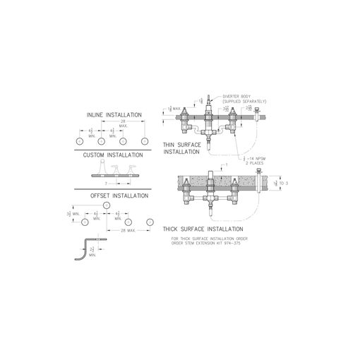Main product image of 4-Hole Roman Tub Valve Rough, 1/2" IPS/Sweat , 0X6-440R