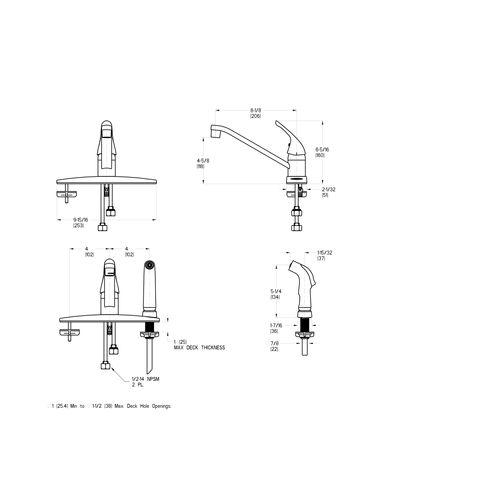Main product image of Pfirst 1 Handle Kitchen Faucet With Spray , G134-3444 (Polished Chrome)