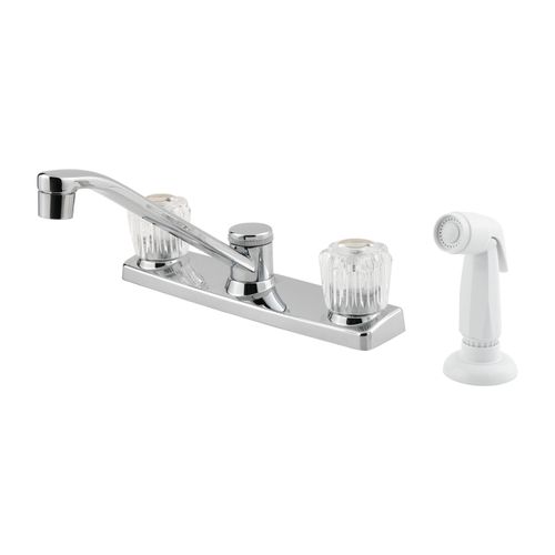 Main product image of Pfirst 2-handle Kitchen Faucet w/ White Side Spray , G135-4100 (Polished Chrome)