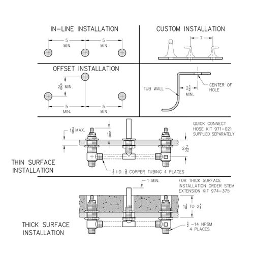 Main product image of Pfirst Universal Adjustable Roman Tub Rough Valve, JX6-150R