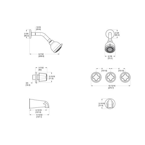 Main product image of Pfirst 3-Handle Tub & Shower Trim w/ Valve , LG01-3110 (Polished Chrome)