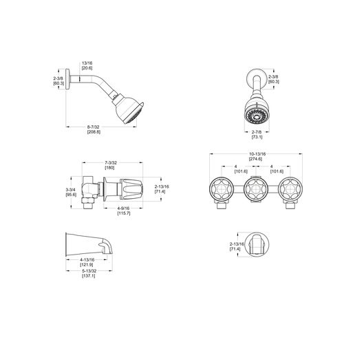 Main product image of Pfirst 3-Handle Tub & Shower Trim w/ Valve , LG01-3120 (Polished Chrome)