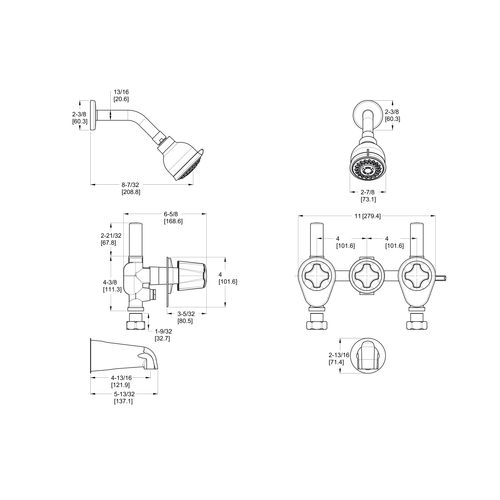 Main product image of Pfirst 3-Handle Tub & Shower Trim w/ Valve , LG01-3410 (Polished Chrome)