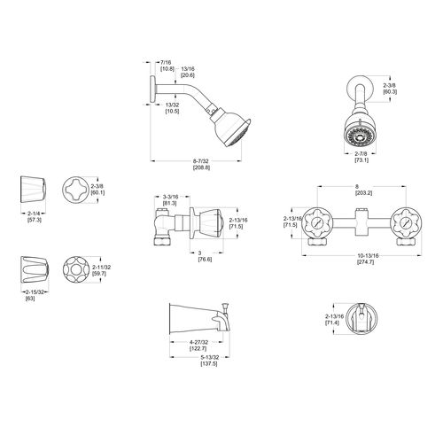 Main product image of 2-Handle Tub & Shower Trim w/ Valve, Metal Knob Handles , LG03-6120 (Polished Chrome)