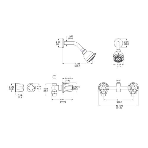 Main product image of 2-Handle Shower Only Trim, w/ Metal Verve Knob Handles , LG07-3120 (Polished Chrome)