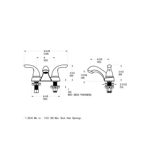 Main product image of Pfirst 2-Handle 4" Centerset Bathroom Faucet, Metal Lever Handles , LG143-5100 (Polished Chrome)
