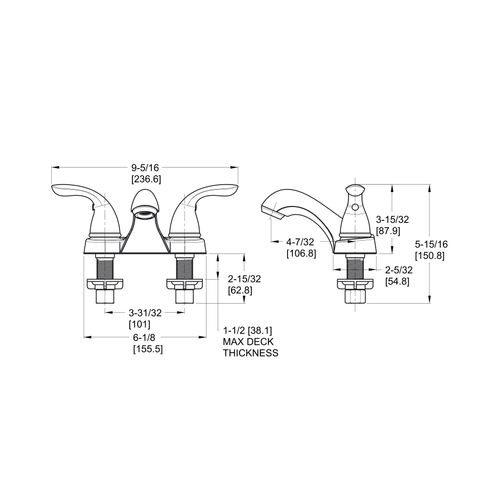 Main product image of Pfirst 2-Handle 4" Centerset Bathroom Faucet, Metal Lever Handles , LG143-6100 (Polished Chrome)