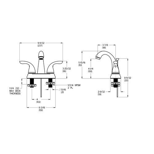Main product image of Pfirst 2-Handle 4" Centerset Bathroom Faucet, Metal Lever Handles , LG148-7000 (Polished Chrome)