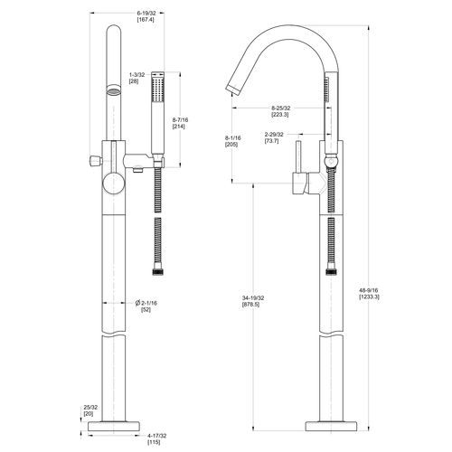 Main product image of Modern Free Standing Tub Filler , LG6-1MFK (Brushed Nickel)