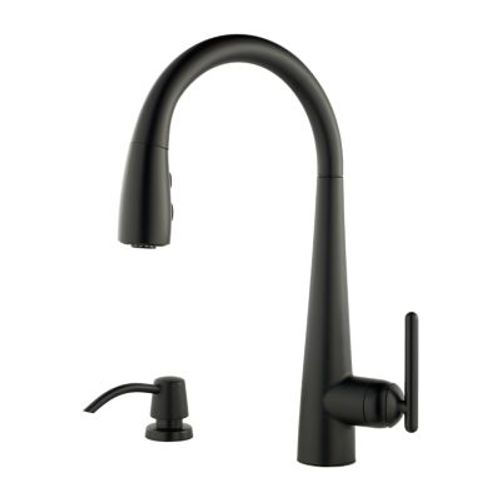 Main product image of Lita 1-Handle Pull-Down Kitchen Faucet w/ Soap Dispenser (Matte Black), GT529-SMB