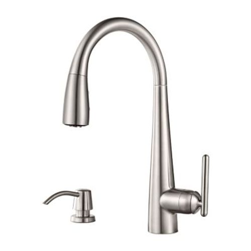 Main product image of Lita 1-Handle Pull-Down Kitchen Faucet w/ Soap Dispenser (Stainless Steel), GT529-SMS