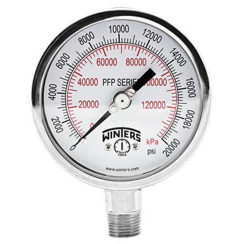 Main product image of 4" Stainless Steel Single Scale Liquid Filled Gauge, 1/2" Bottom (0-160 PSI)
