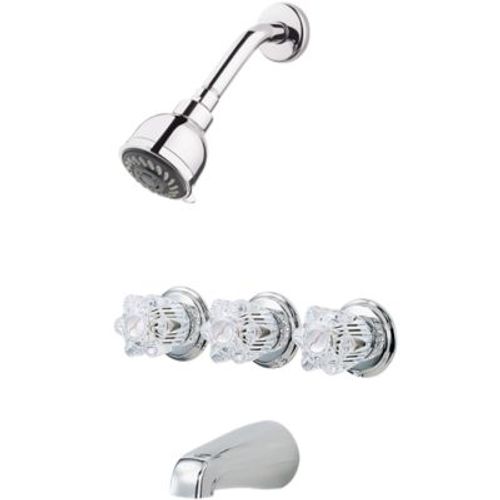 Main product image of Pfister 3-Handle Tub & Shower Faucet w/ Acrylic Knob Handles (Polished Chrome), LG01-3180
