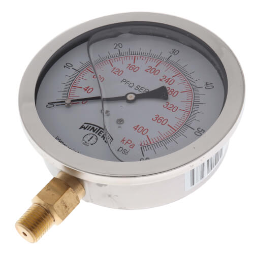Main product image of 4" Stainless Steel Dual Scale Liquid Filled Gauge, 1/4" Bottom (0-60 PSI)