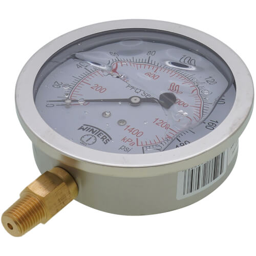 Main product image of 4" Stainless Steel Liquid Filled Pressure Gauge (0-200 PSI)