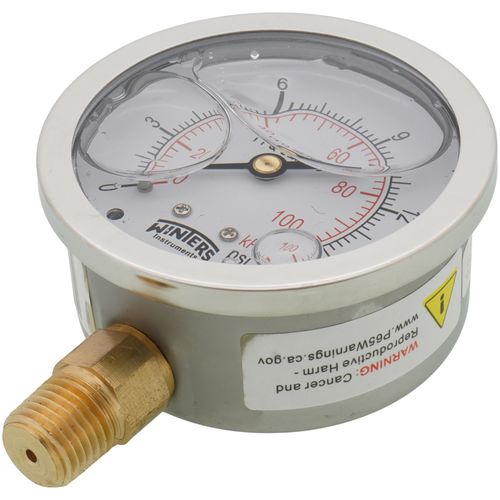 Main product image of 2-1/2" Stainless Steel Liquid Filled Gauge, 1/4" Bottom NPT w/ Brass Internals (0-15 PSI)