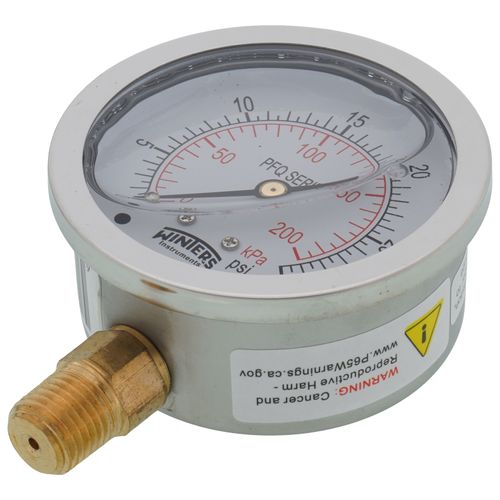 Main product image of 2-1/2" Stainless Steel Liquid Filled Gauge, 1/4" Bottom NPT w/ Brass Internals (0-30 PSI)