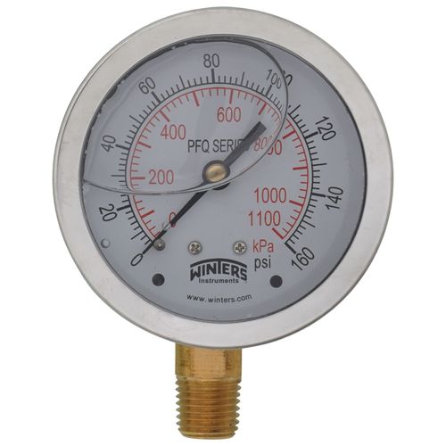 Main product image of 2-1/2" Stainless Steel Liquid Filled Gauge, 1/4" Bottom NPT w/ Brass Internals (0-160 PSI)